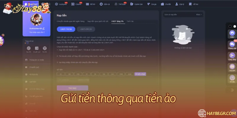 Gửi tiền vào nhà cái một cách thuận tiện bằng phương thức tiền ảo